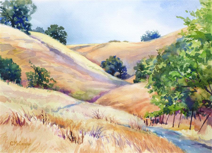 900x651 Sugarloaf Hills, Summer By Catherine Mccargar - Hill Watercolor
