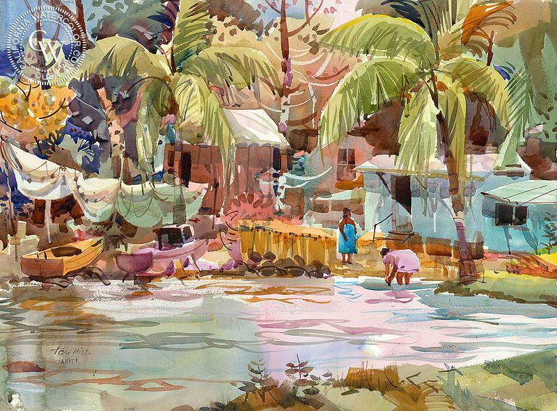 800x591 Tahiti Lagoon, C. 1980s, A Watercolor Painting By Tom Hill - Hill Watercolor