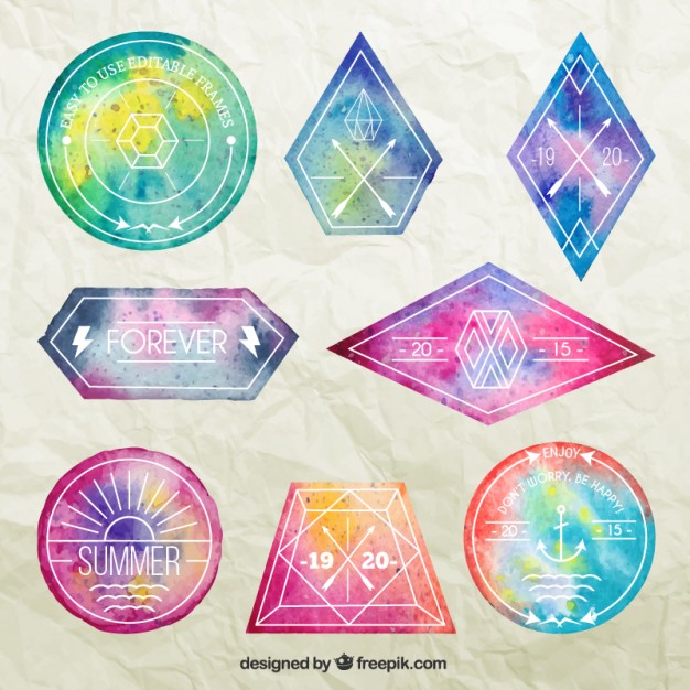 626x626 Watercolor Hipster Logos Vector Free Download - Hipster Watercolor