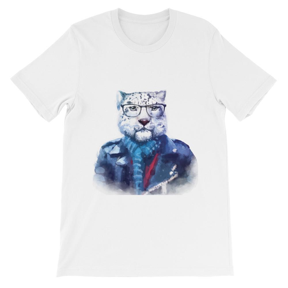 1000x1000 Hipster Watercolor Cat With Glasses And Blue Scarf Short Sleeve T - Hipster Watercolor