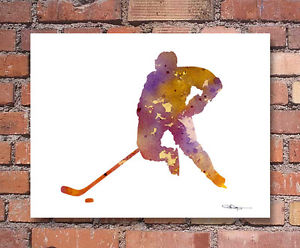 300x248 Hockey Player Abstract Watercolor Painting Art Print By Artist Dj - Hockey Watercolor