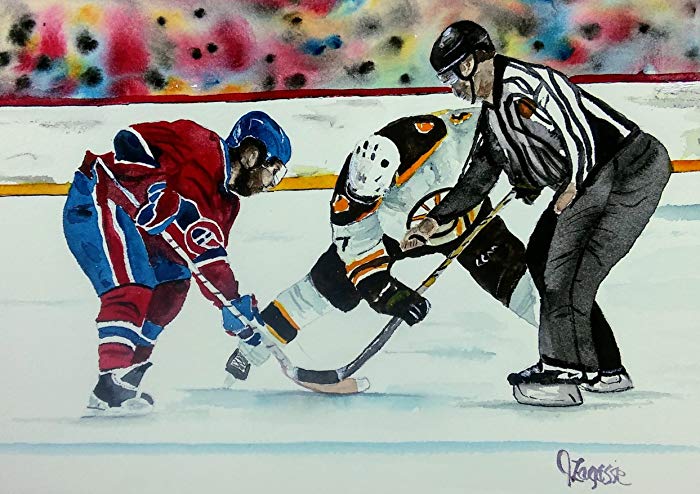 700x494 Boston Bruins Watercolor Original Print Montreal - Hockey Watercolor