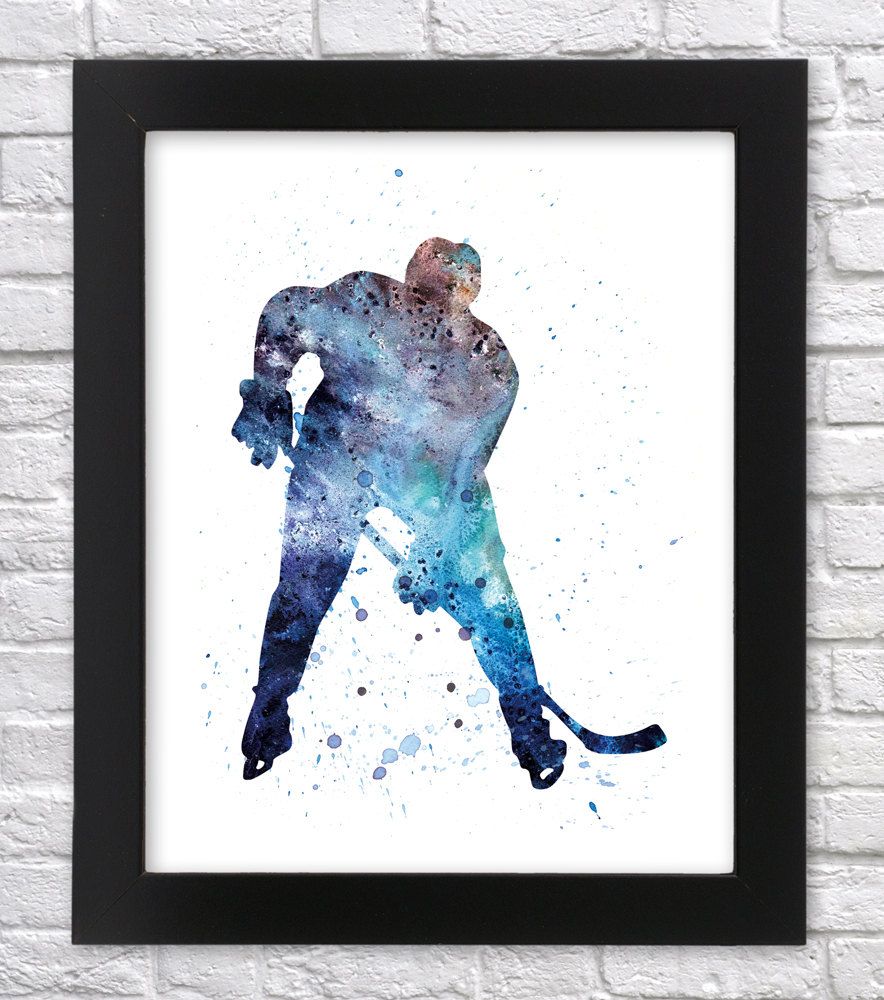 884x1000 Hockey Player Watercolor Art, Hockey Player Printable Art, Hockey - Hockey Watercolor