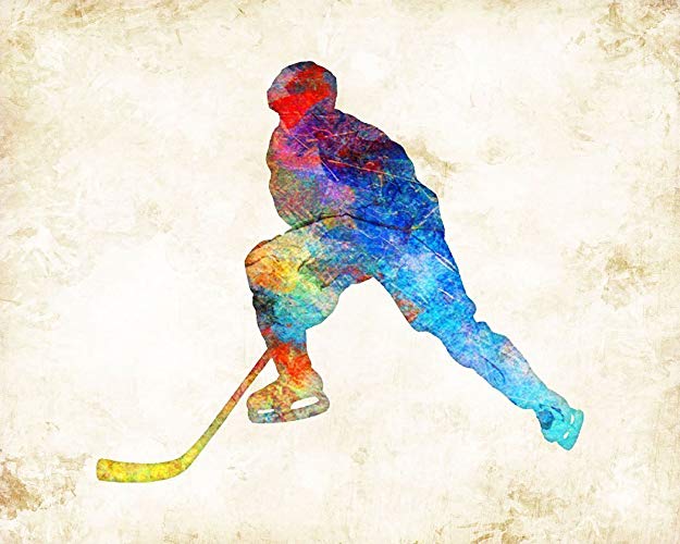 625x500 Hockey Watercolor Art Print By Dan Morris,11x14 Or - Hockey Watercolor