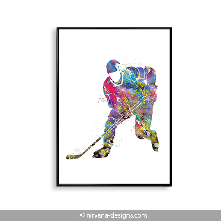 760x760 Ice Hockey Watercolor Art Print, Multicolor Nirvana Designs - Hockey Watercolor