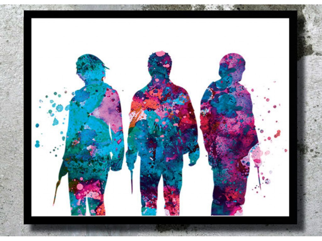 1024x768 Harry Potter Watercolor Art Print Hermione Ron Harry Potter Poster - Hogwarts Watercolor