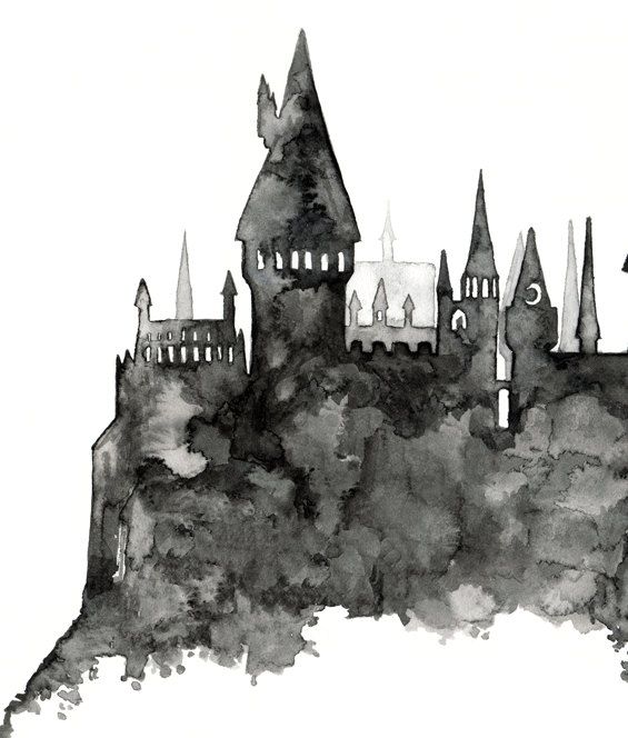 565x664 Hogwarts Painting - Hogwarts Watercolor