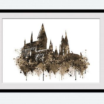 354x354 Hogwarts Castle Poster Harry Potter Watercolor Print Harry Potter - Hogwarts Watercolor