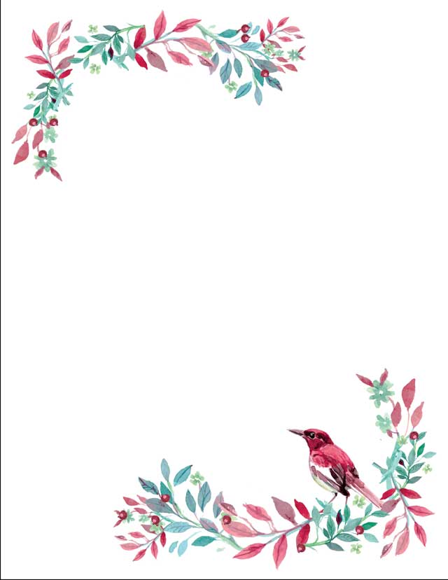640x828 Watercolor Bird Holiday Stationery 50 Sheets Donahue Paper - Holiday Watercolor