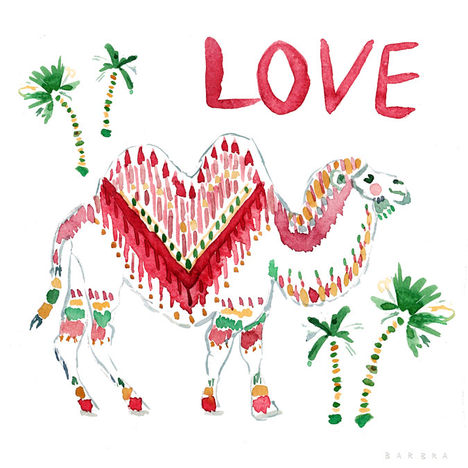 675x675 Camel Love Holiday Watercolor Barbarian Barbra Ignatiev Bold - Holiday Watercolor