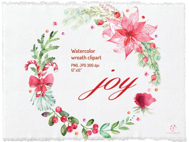 642x482 Watercolor Christmas Wreath Watercolour Clipart Holiday Etsy - Holiday Watercolor