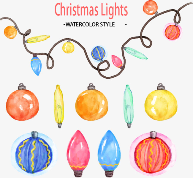 650x599 Watercolor Holiday Lights, Watercolor Vector, Holiday Lights - Holiday Watercolor
