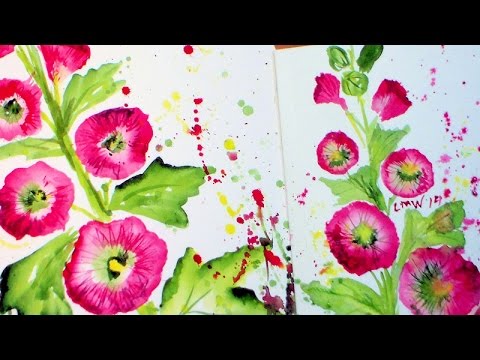 480x360 Easy Hollyhock Watercolor Painting Tutorial - Hollyhock Watercolor Paintings