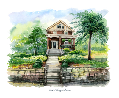 400x330 House Watercolor Portrait From A Photo - Home Watercolor