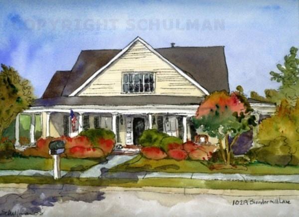 600x435 House Photo To Painting House Portraits Portrait Painting - Home Watercolor