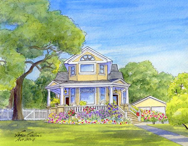 600x465 Custom House Portraits House Portrait Painting - Home Watercolor