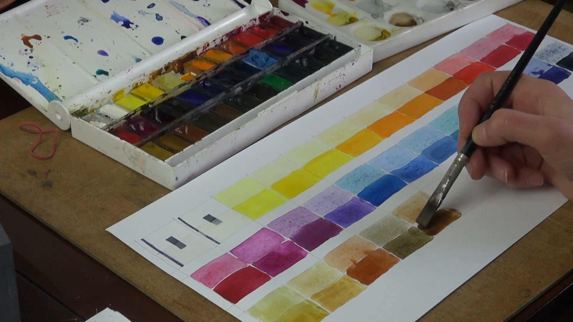 1920x1080 Making Watercolor Colour Chart On Paper Stock Video Footage - Homemade Watercolor Paper