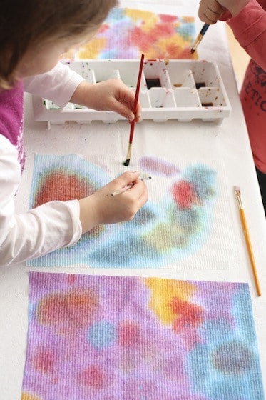 373x560 Toddler Art With Paper Towels And Liquid Watercolours - Homemade Watercolor Paper