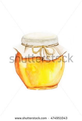 317x470 Honey, Watercolor Painting Isolated On White Background Drawing - Honey Watercolor