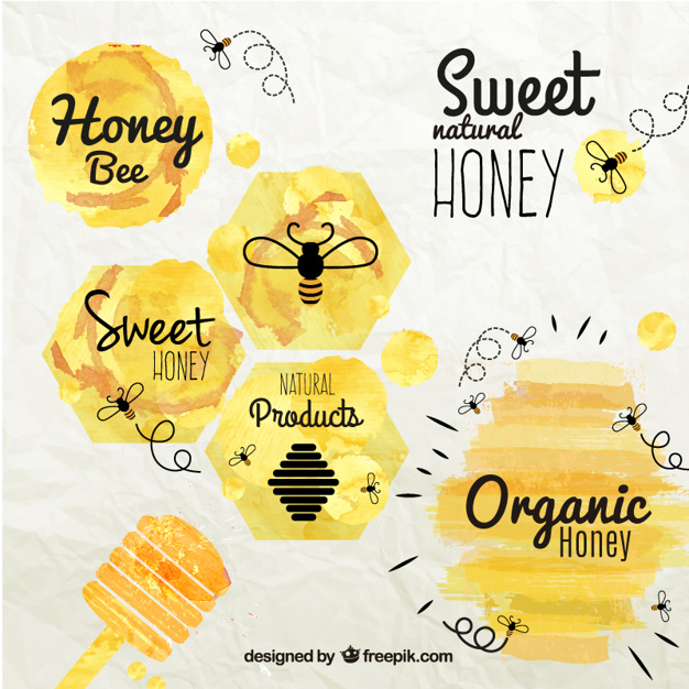 626x626 Honey Badges In Watercolor Style Vector Free Download - Honey Watercolor