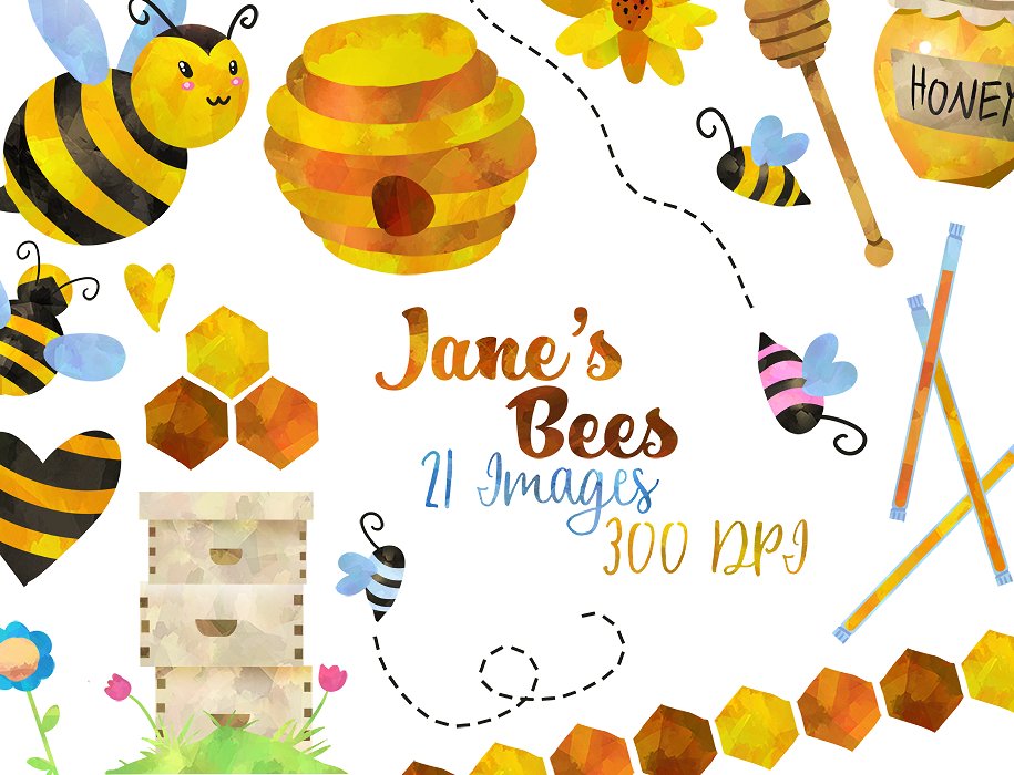 915x700 Honey Clipart Behive Cute Borders, Vectors, Animated, Black And - Honey Watercolor