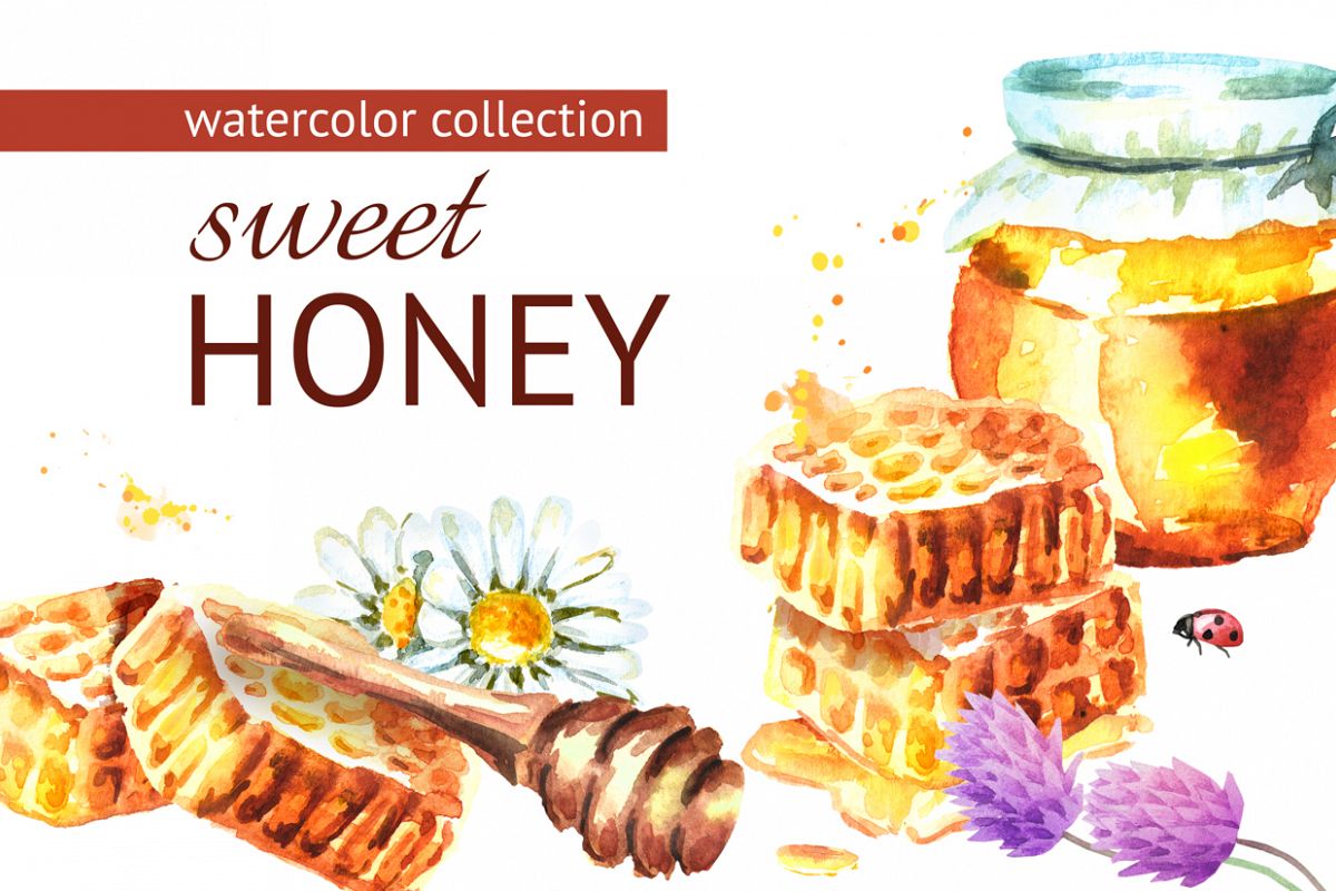 1200x800 Sweet Honey. Watercolor Collection By D Design Bundles - Honey Watercolor