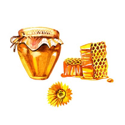 416x416 Watercolor Summer Honey Products On White Background Premium - Honey Watercolor