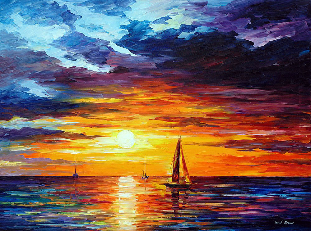 1000x744 Touch Of Horizon Palette Knife Oil Painting On Canvas By Leonid - Horizon Watercolor