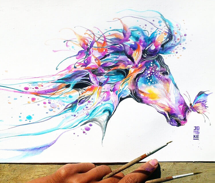 750x640 Horse Watercolor By Jongkie Art No. 777 - Horse Watercolor Art