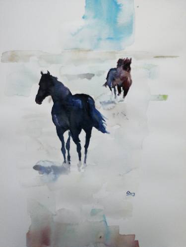 375x498 Original Horse Watercolor Paintings For Sale Saatchi Art - Horse Watercolor Art