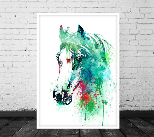 600x537 Watercolor Horse Art, Horse Wall Art, Wall Decor, Horse Decor - Horse Watercolor Art
