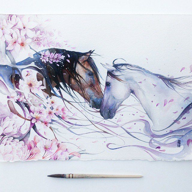 640x640 Watercolour Illustration By Jongkie (Luqman Reza Mulyono) Paint - Horse Watercolor Art