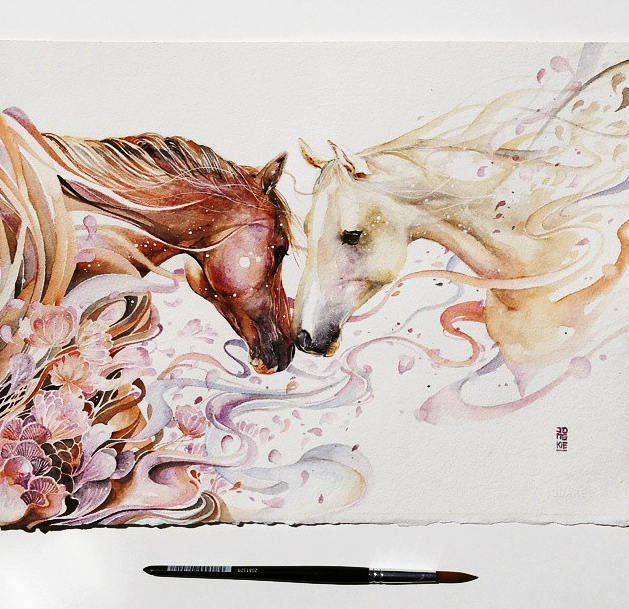 629x609 Horse Watercolor Painting By Luqman Reza Mulyono Jongkie - Horse Watercolor Art
