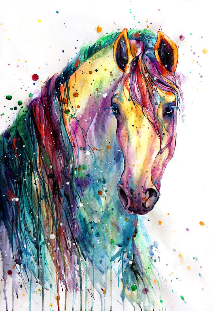 739x1080 Rainbow Horsey2 By Elenashved In Art In 2018 - Horse Watercolor Art