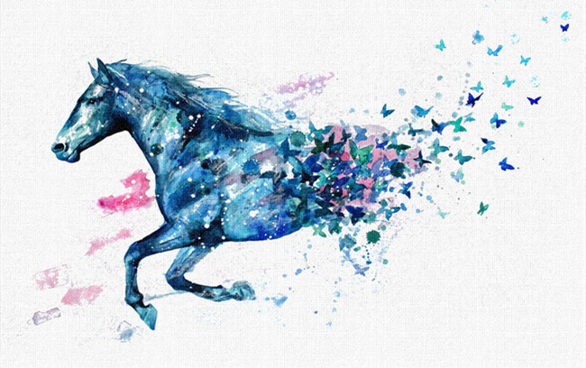 650x408 Wall Watercolor Horse Poster Art Of Large Mural Living Room - Horse Watercolor Art