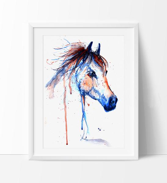547x600 Horse Art, Horse Decor Watercolor, Horse Painting Wall Art Print - Horse Watercolor Art