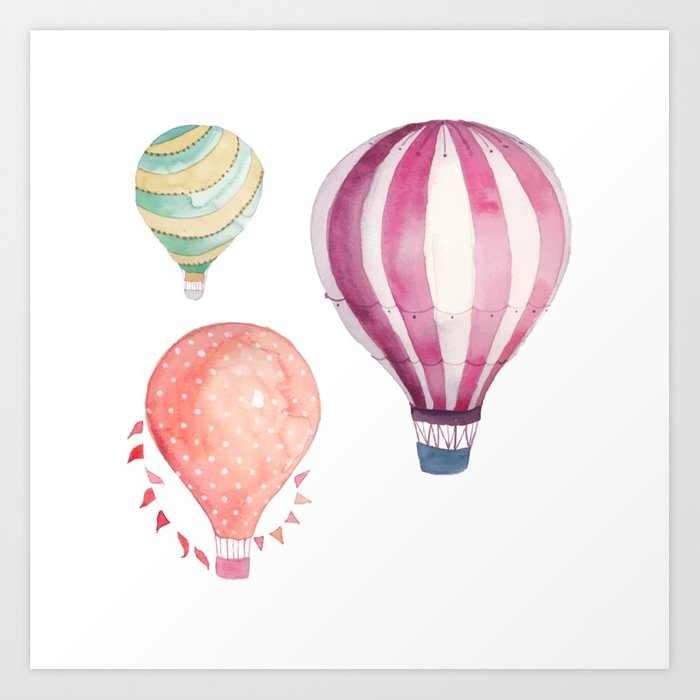 700x700 Hot Air Balloon Watercolor Art Print By Luizcastelli Society6 - Hot Air Balloon Watercolor