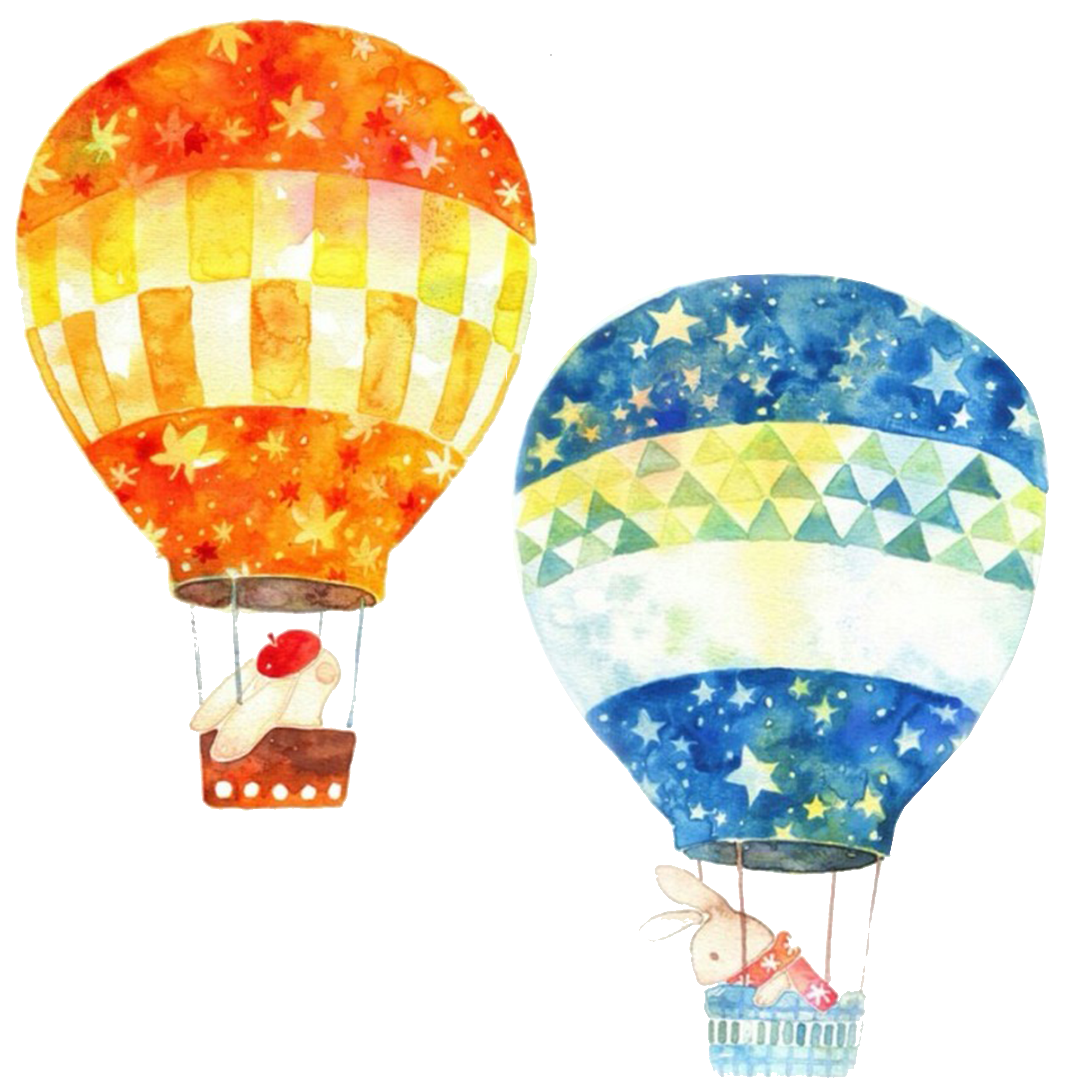 3543x3543 Hot Air Balloon Watercolor Painting - Hot Air Balloon Watercolor