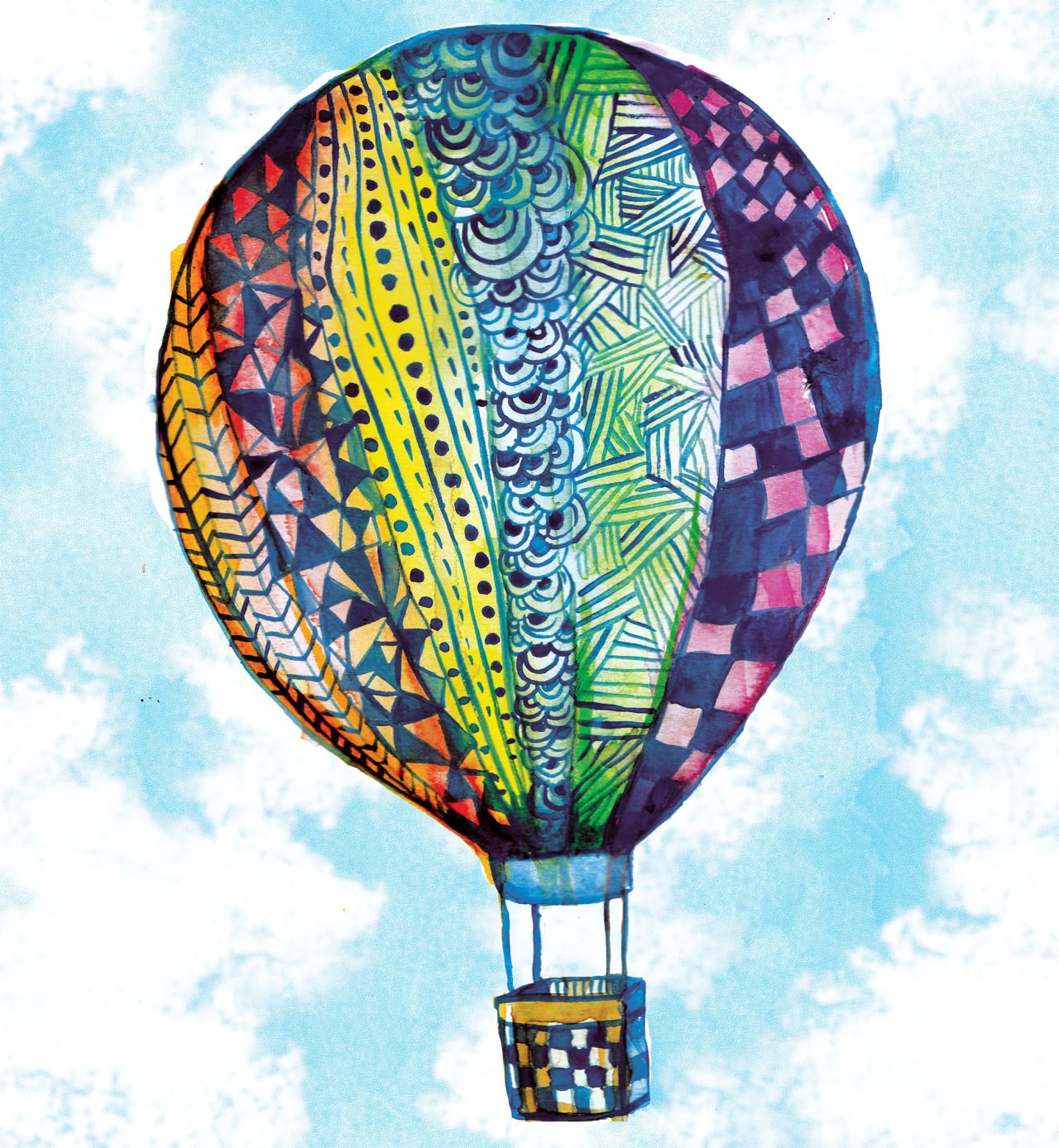 1280x1388 Hot Air Balloon Watercolour It As A Cushion Cover - Hot Air Balloon Watercolor