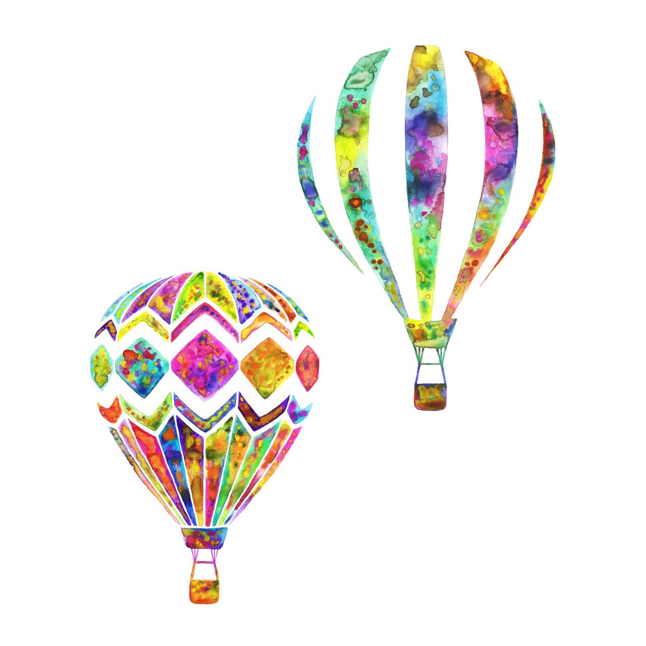 1280x1280 Jasmin Hot Air Balloons Watercolor Illustration Tattoo - Hot Air Balloon Watercolor
