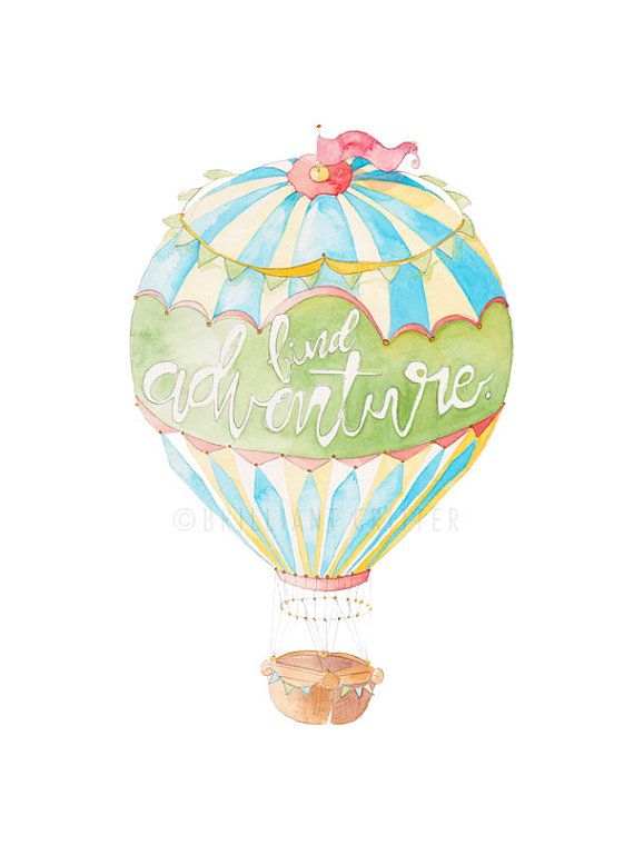 570x760 Nursery Wall Art - Hot Air Balloon Watercolor