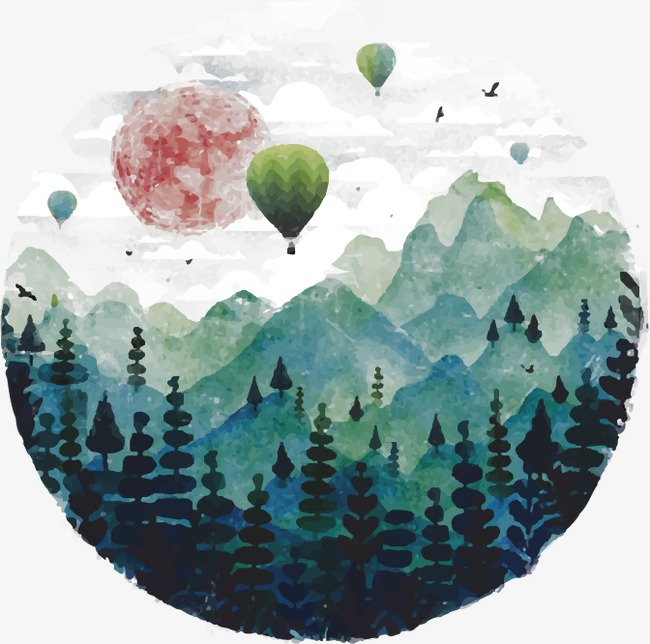 650x644 Printing Vector, Watercolor, Hot Air Balloon, Forest Png And - Hot Air Balloon Watercolor