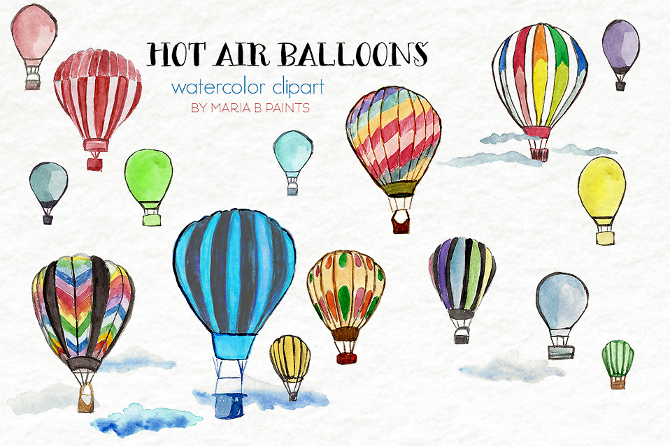958x639 Watercolor Clip Art - Hot Air Balloon Watercolor