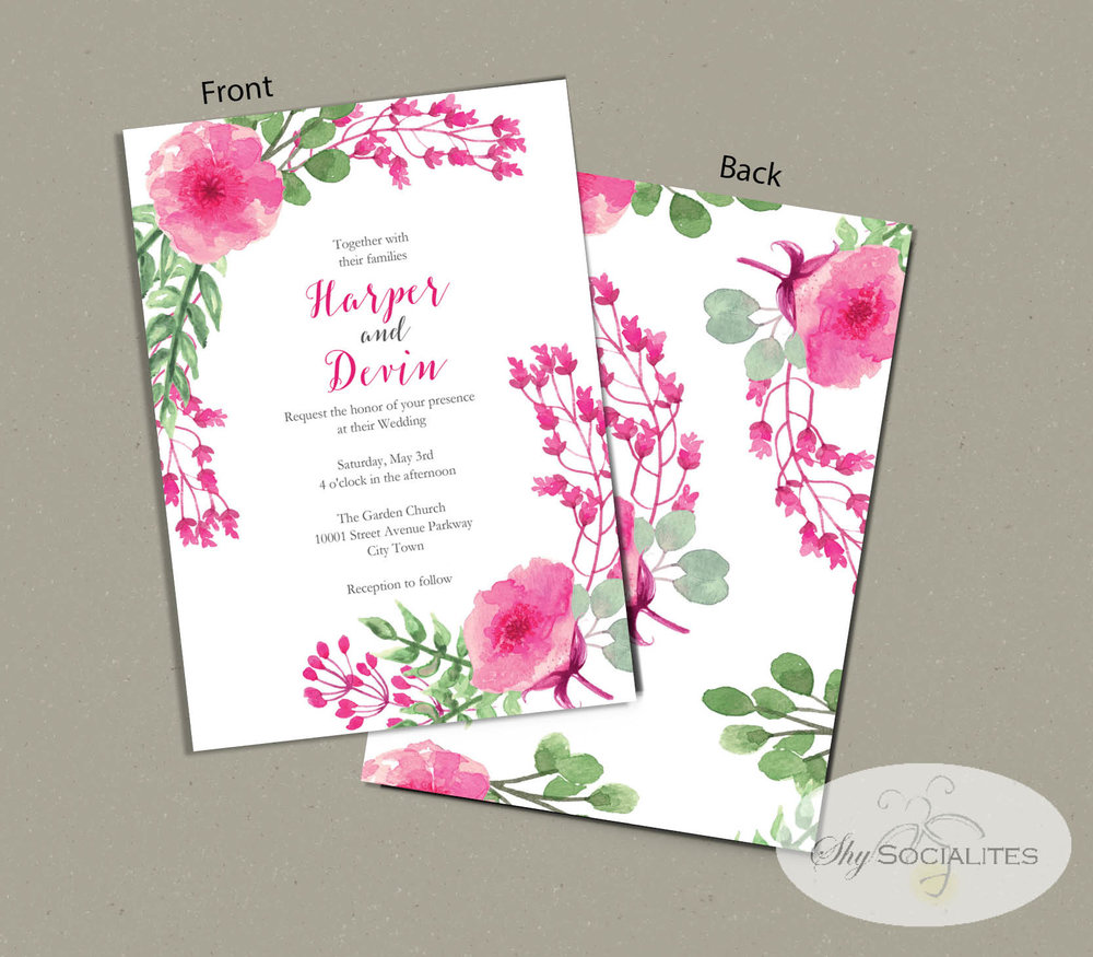 1000x875 Hot Pink Watercolor Floral Wedding Suite Shy Socialites - Hot Pink Watercolor