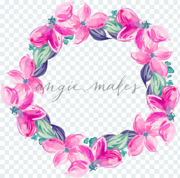 609x600 Hot Pink Watercolor Flower Frame - Hot Pink Watercolor