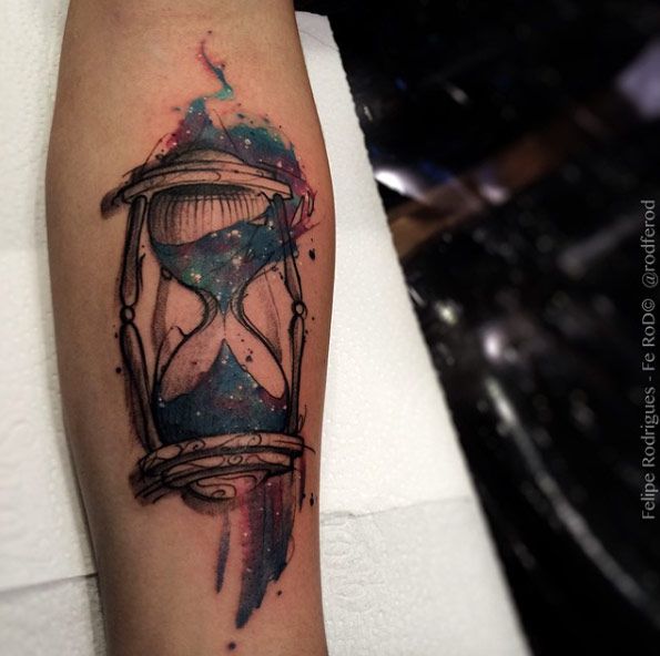 595x592 Body - Hourglass Watercolor Tattoo