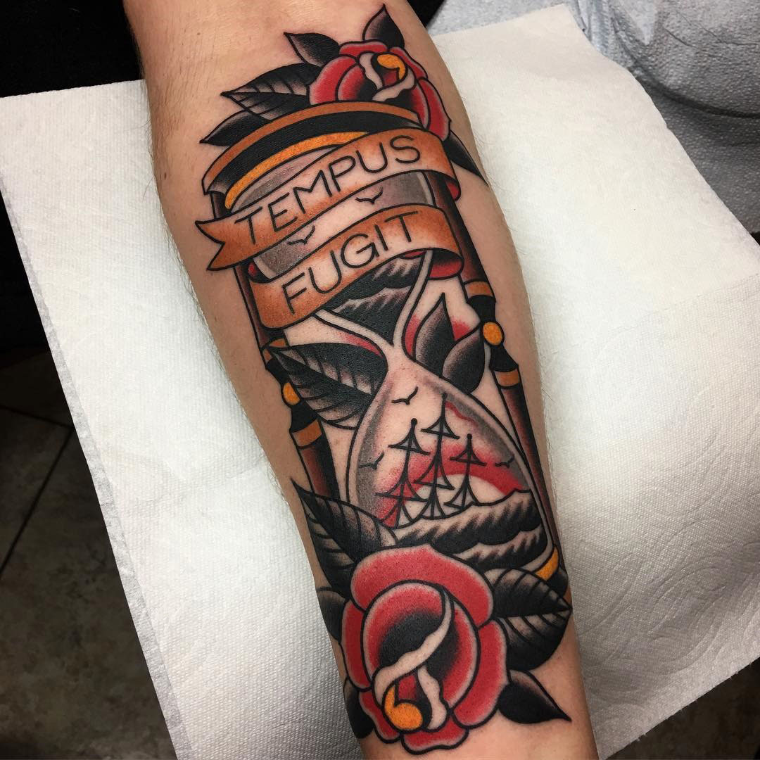1080x1080 Hourglass Tempus Fugit Meaning Time Flies Best Tattoo Design Ideas - Hourglass Watercolor Tattoo