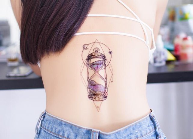 642x464 Sandglasshourglass Watercolor Temporary Tattoo Tattoo Etsy - Hourglass Watercolor Tattoo