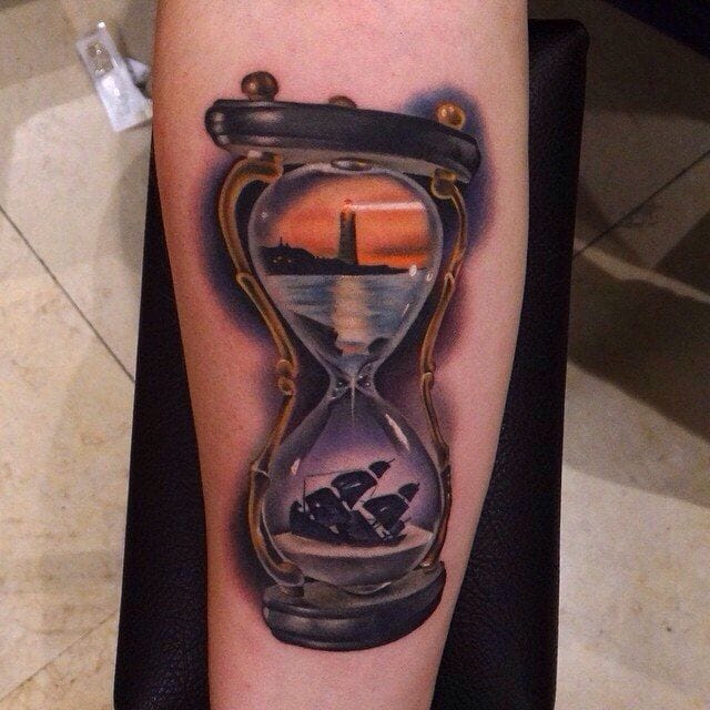 640x640 15 Philosophical Hourglass Tattoos Tattoodo - Hourglass Watercolor Tattoo
