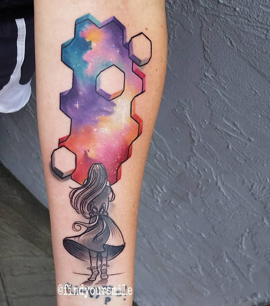 900x1017 Watercolor Galaxy Tattoo Best Tattoo Design Ideas - Hourglass Watercolor Tattoo